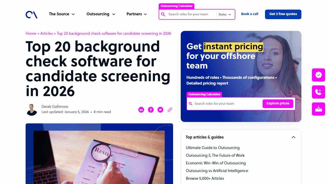 Top 20 background check software for candidate screening in 2026 | Outsource Accelerator